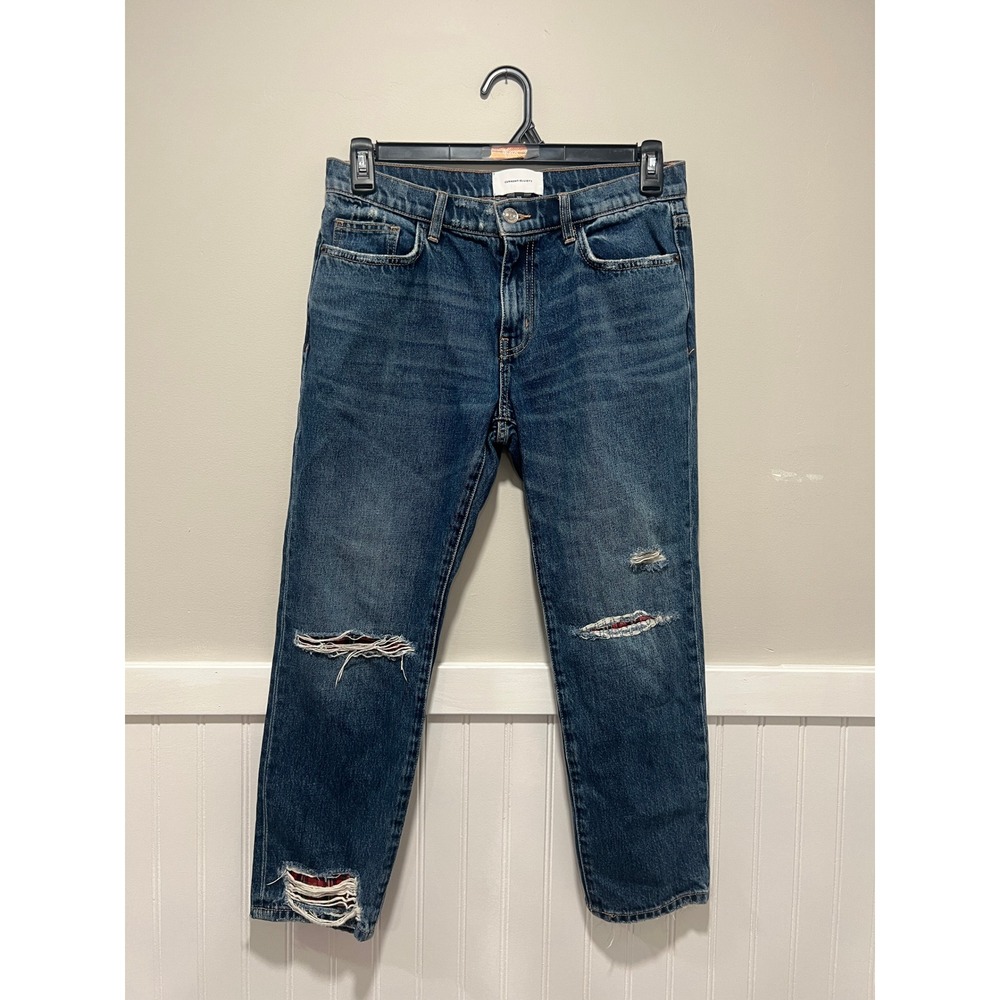 Current/Elliot Crop Jeans Distressing Medium Wash Plaid Women‎ Size 27
